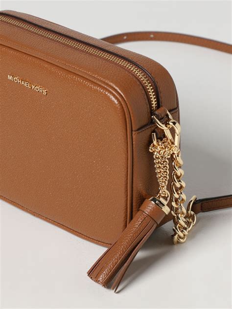 michael kors brown crossbody purse gold chain gold name plate|Michael Kors gold crossbody purse.